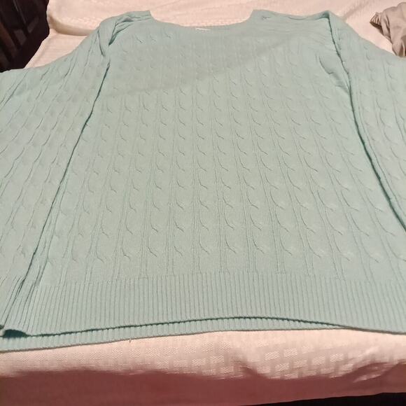 croft & barrow Sweaters - Croft & Barrow Women's Blue Extra Soft Cabled Crew Neck Sweater Size 3X